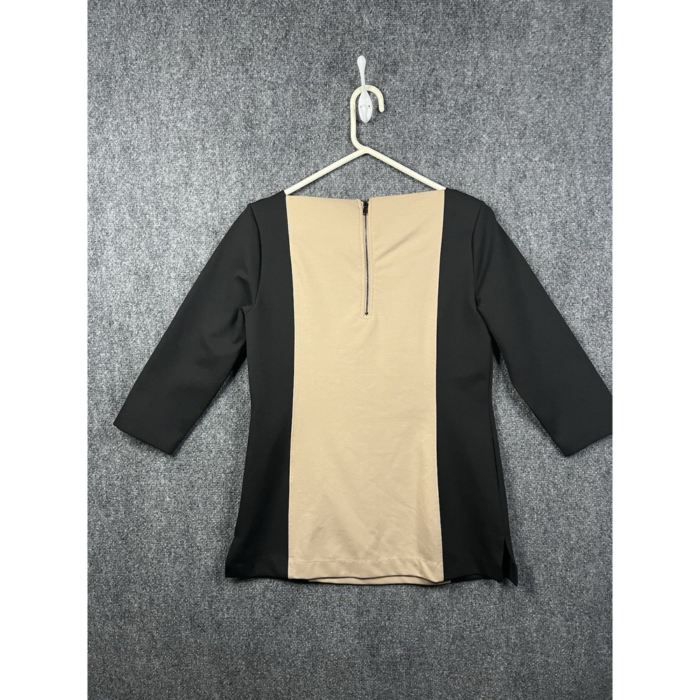 New York & Company Woman's Sheath Dress Tan & Black Color Block Size Medium NWT - Picture 7 of 12